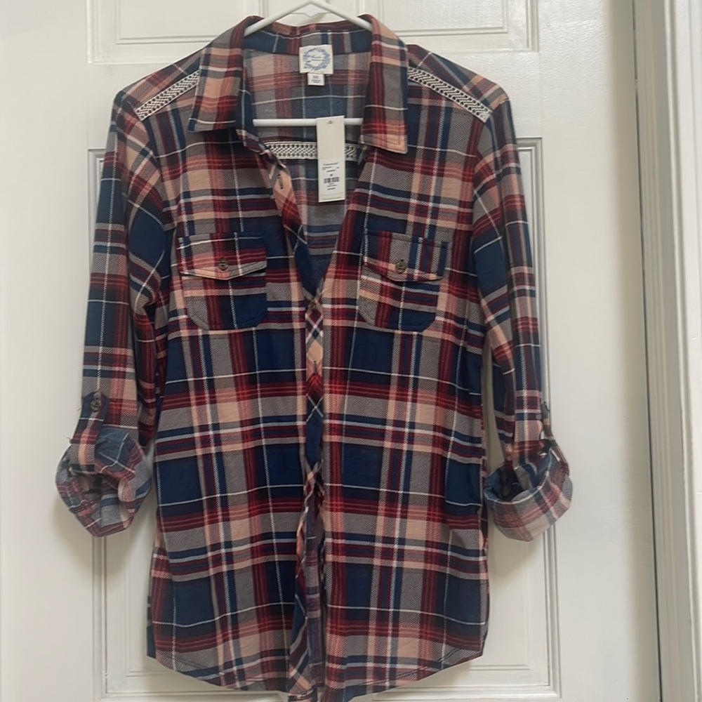 Womens button up light weight flannel